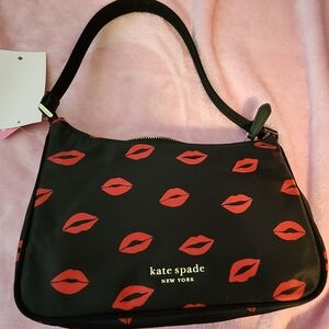Kate Spade Black Bag with Red Lip Design